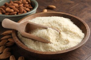 a bowl of fresh almond flour